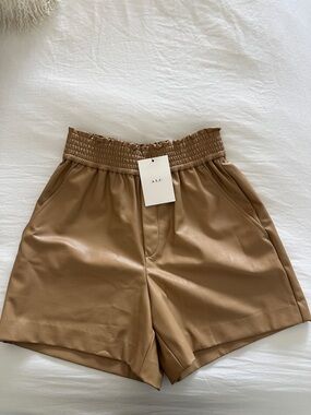NWT A.L.C. Camel Faux Leather Shorts
